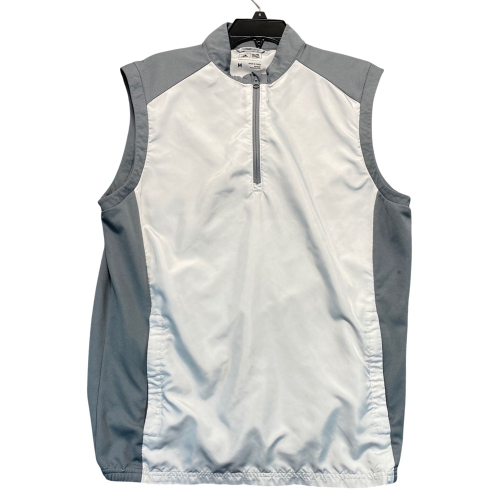 Adidas Golf Mens Quarter Zip‎ Vest White Gray Colorblock Windbreaker Medium